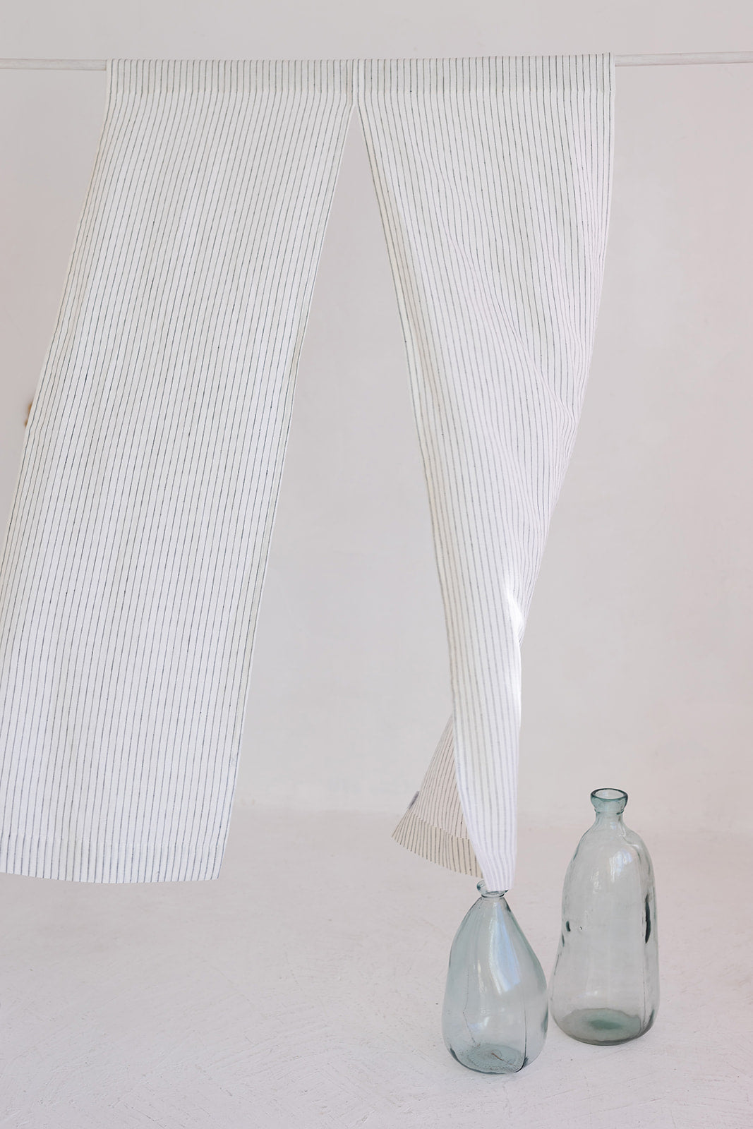 Milky White Pinstripe Linen Japanese Noren Curtain