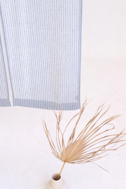 Ash Gray Pinstripe Linen Japanese Noren Curtain