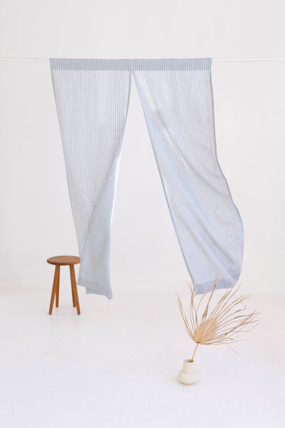 Ash Gray Pinstripe Linen Japanese Noren Curtain