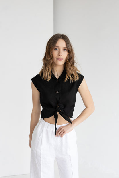 sleveless linen shirt