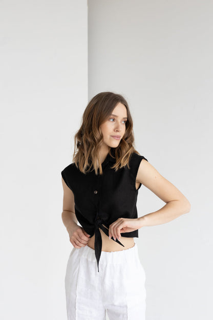 sleveless linen shirt