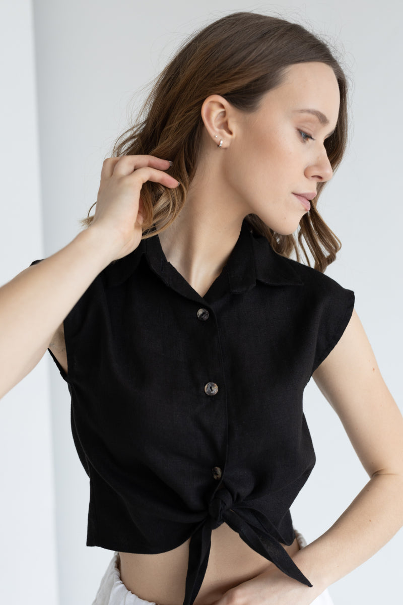 sleveless linen shirt