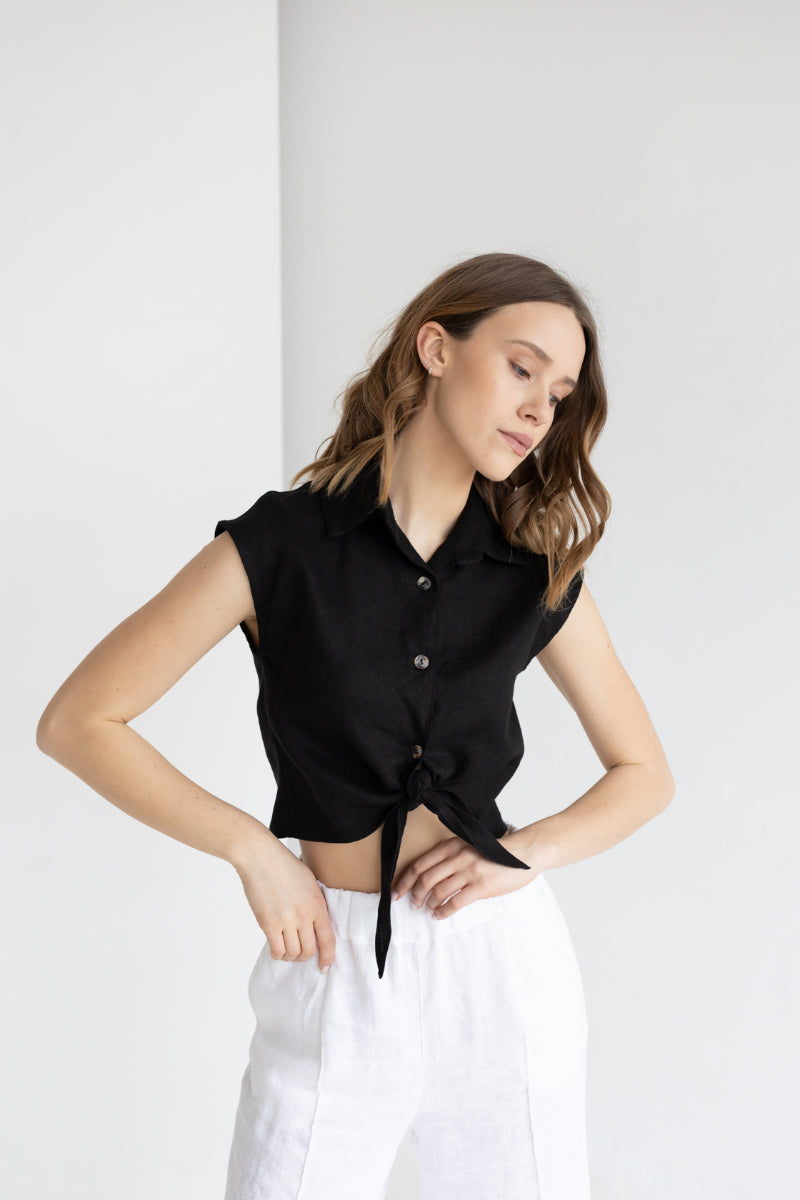 sleveless linen shirt