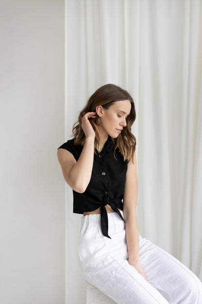 sleveless linen shirt