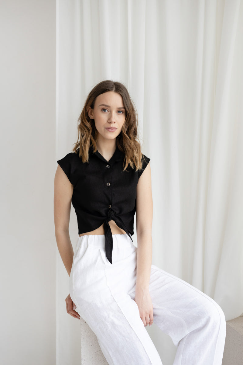 sleveless linen shirt