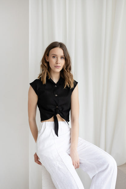 sleveless linen shirt