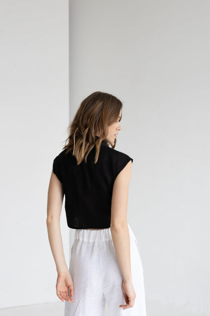 sleveless linen shirt