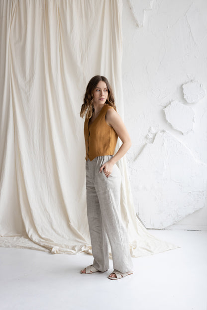 short linen vest