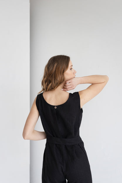 black linen jumpsuit