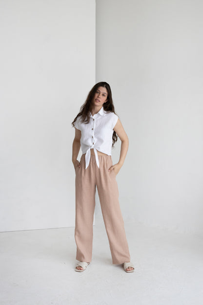 sleeveless linen shirt