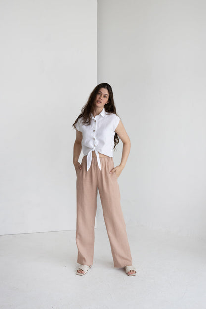 sleeveless linen shirt