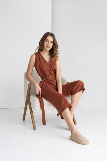 rust linen jumpsuit
