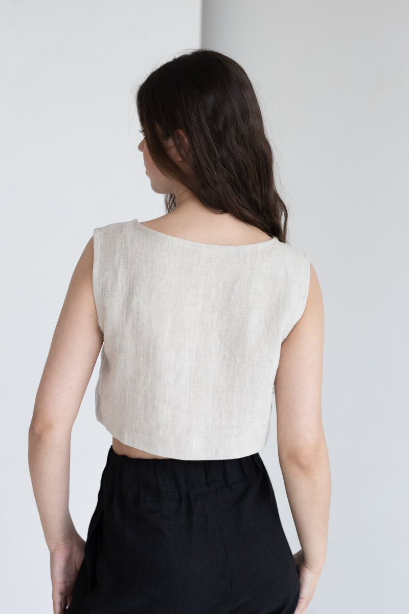 Natural light Linen Crop Top
