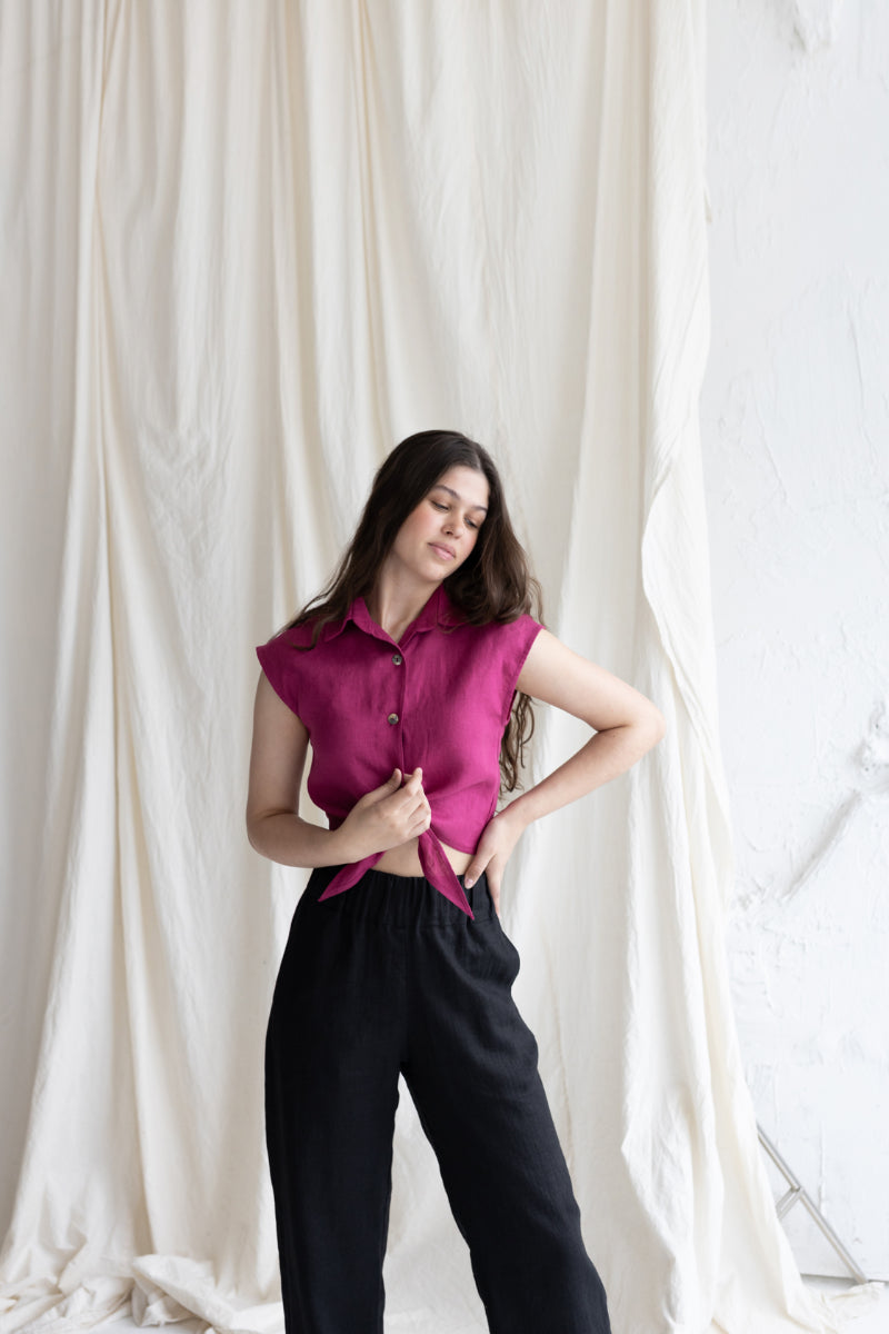 sleveless linen shirt