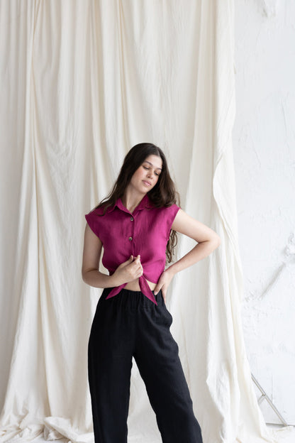 sleveless linen shirt