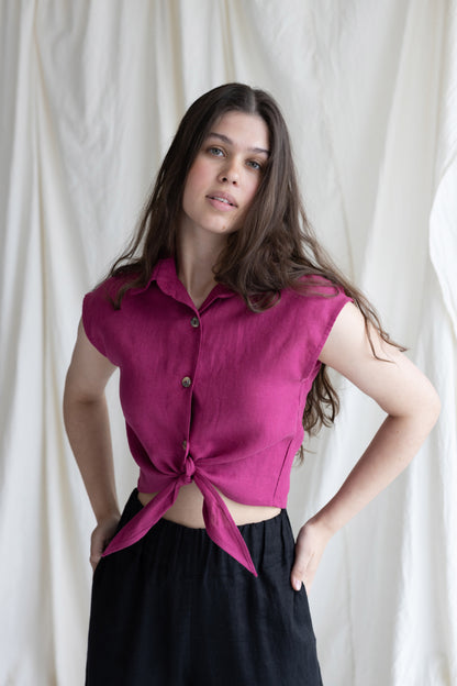 sleveless linen shirt