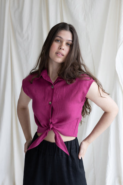 sleveless linen shirt