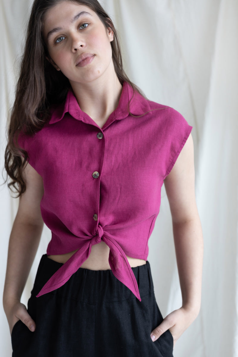 sleveless linen shirt