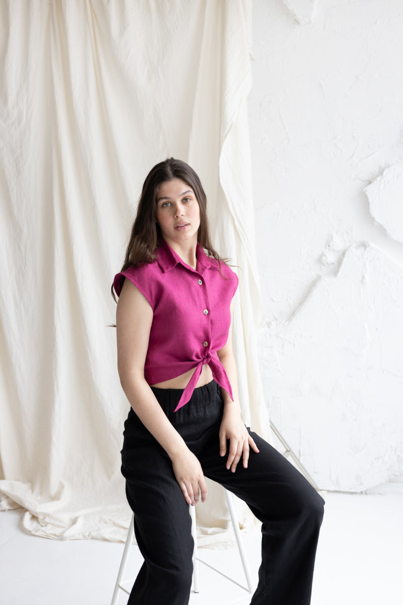 sleveless linen shirt