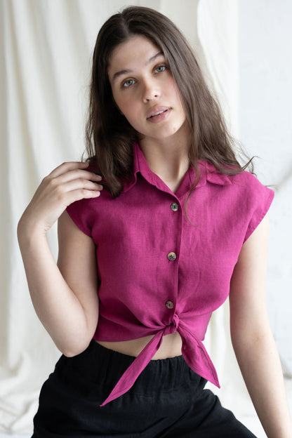 sleveless linen shirt