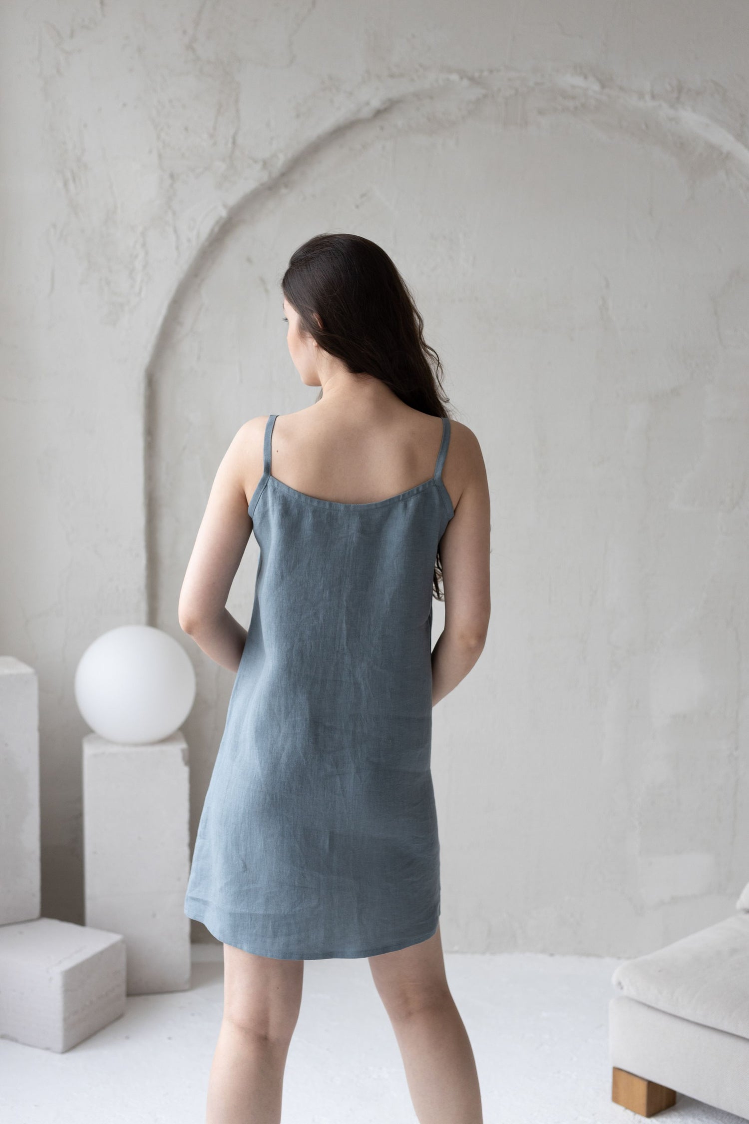 Dusty blue linen nightdress