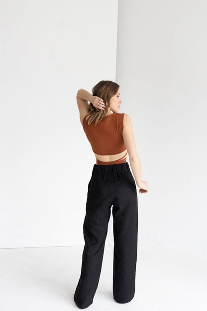 Terracotta Muslin Wrap Top With Ties