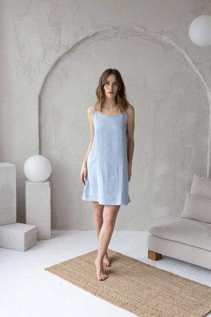 Baby Blue Linen Nightdress