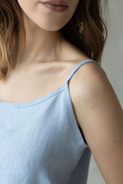 Baby Blue Linen Nightdress
