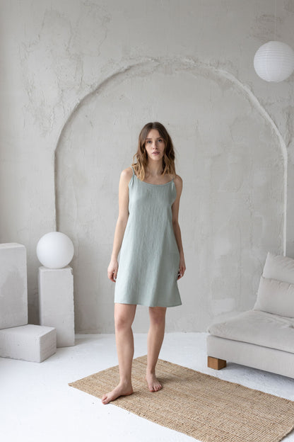 Sage linen nightdress