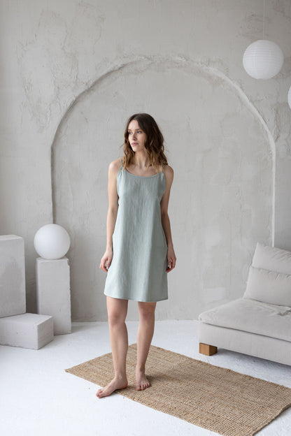 Sage linen nightdress