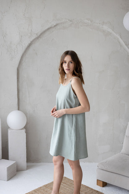 Sage linen nightdress