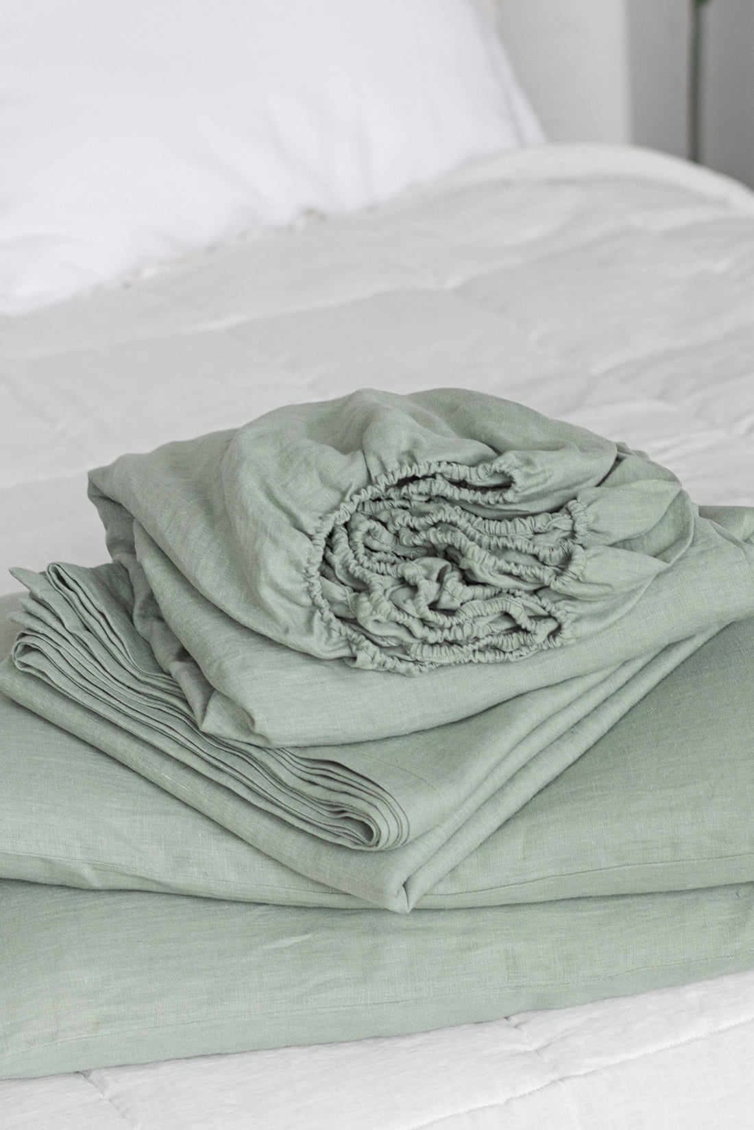 Sage Linen Fitted Sheet