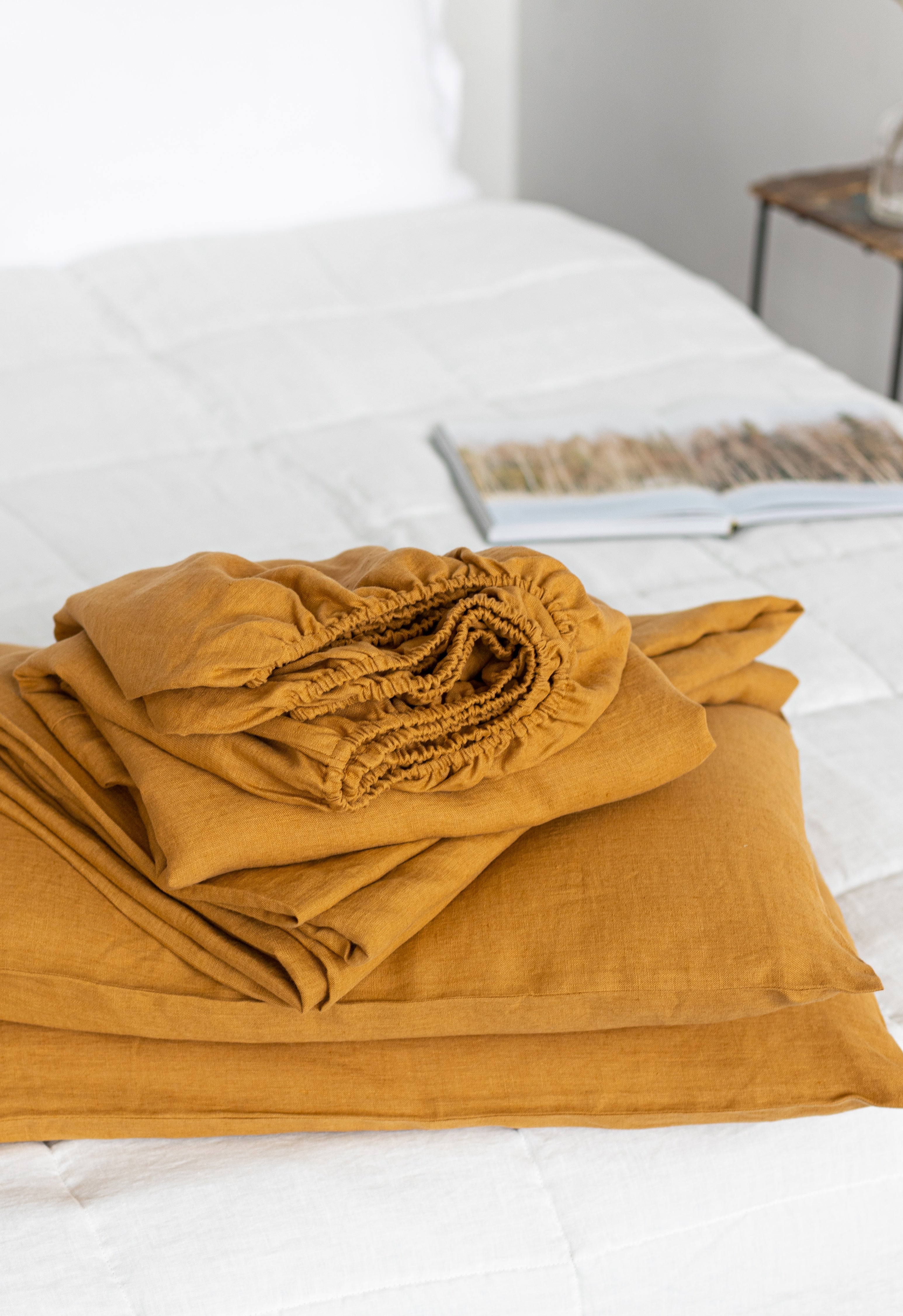 amber linen fitted sheet