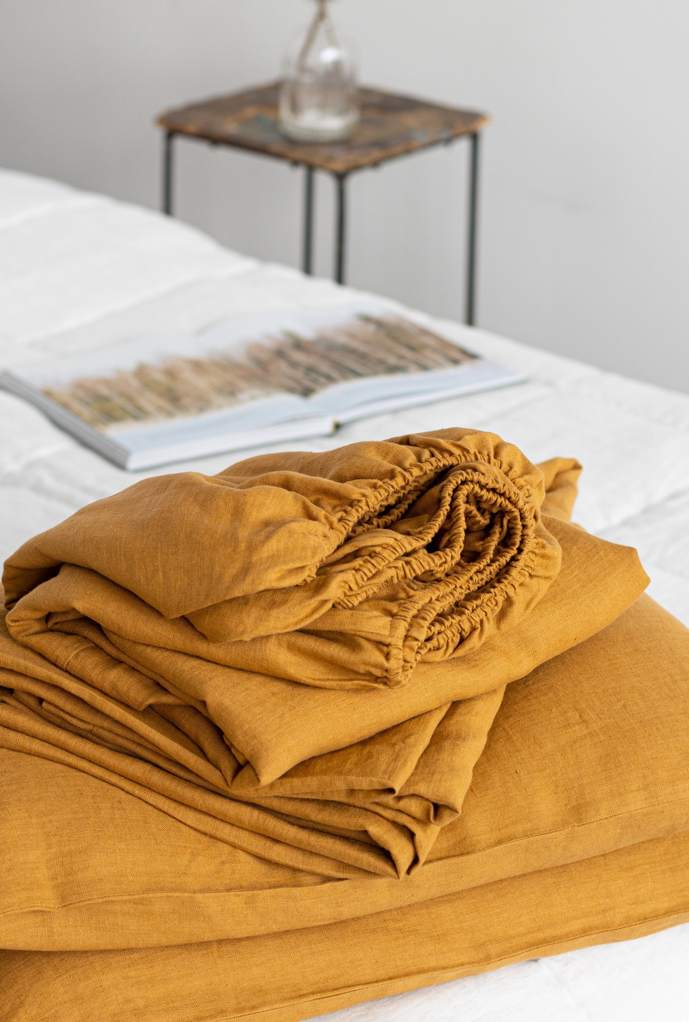 amber linen fitted sheet