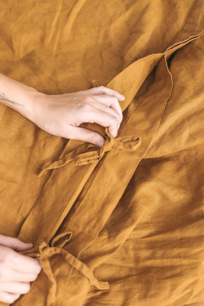 linen duvet cover with ties