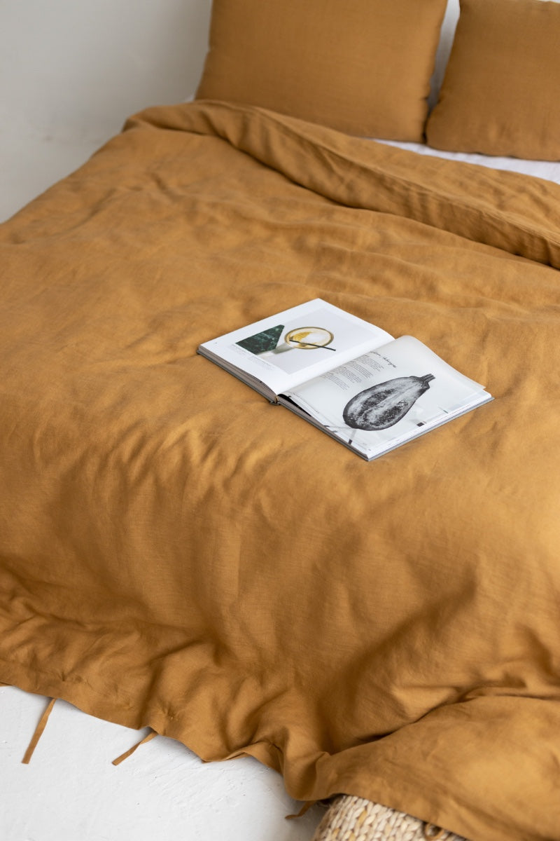 linen duvet cover with ties