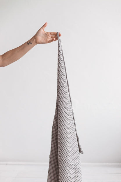 gray linen waffle towel