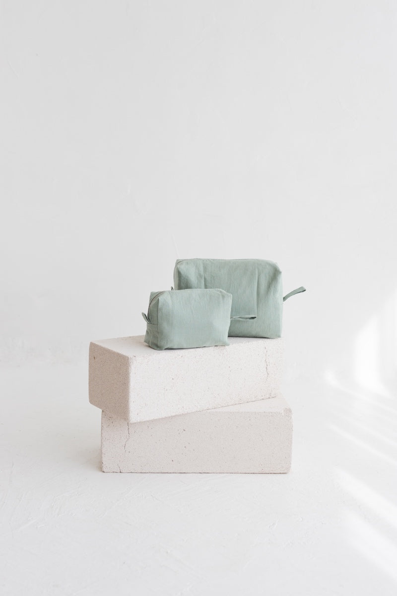 linen makeup bag