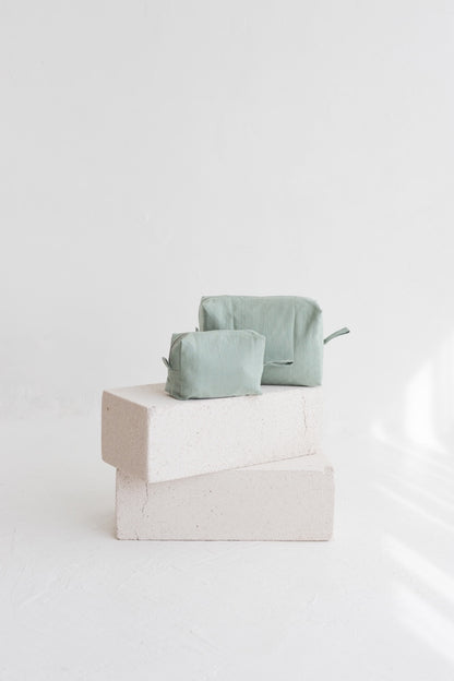 linen makeup bag