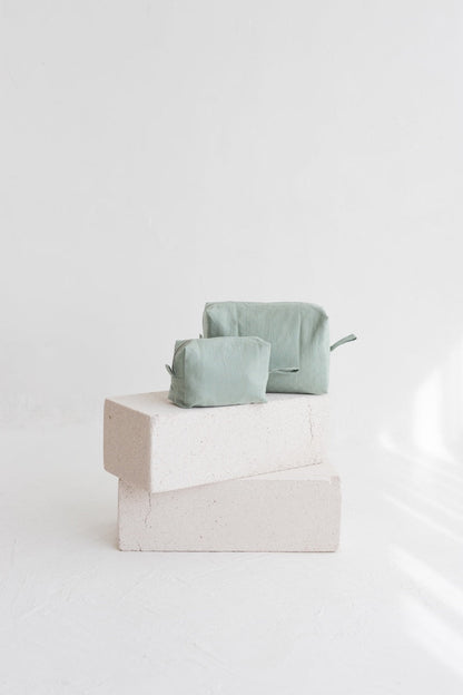 linen makeup bag