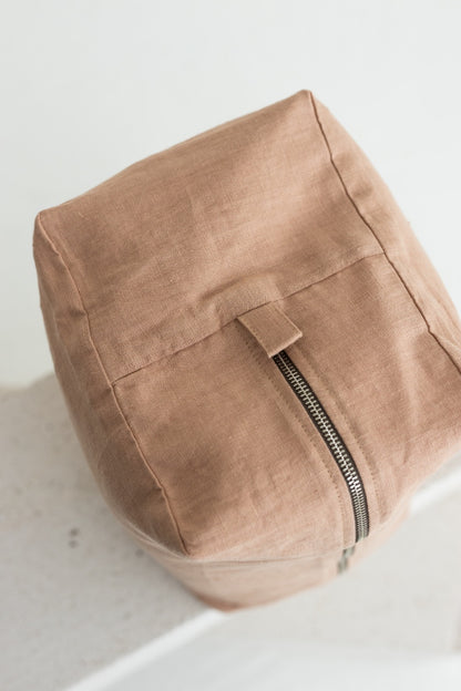 linen makeup bag