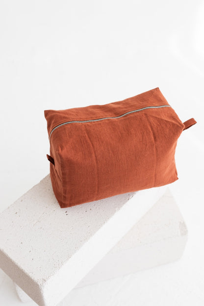 linen makeup bag
