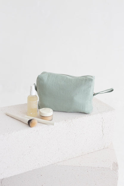 linen makeup bag