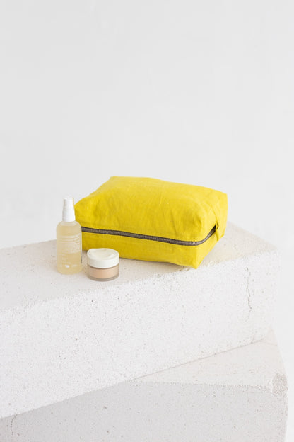 linen makeup bag