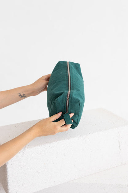 linen makeup bag