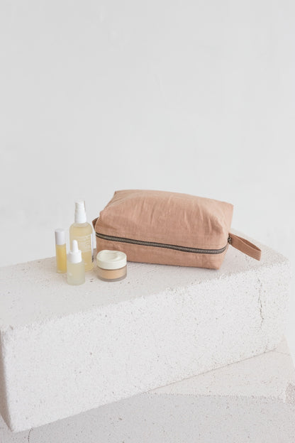 linen makeup bag