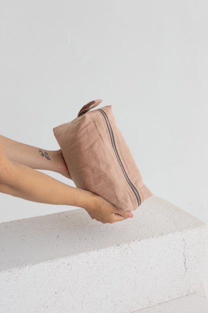 linen makeup bag