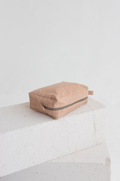 linen makeup bag