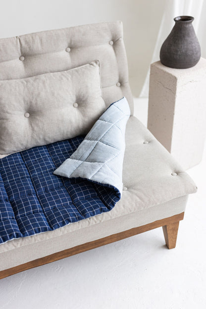 Two-sided Blue Linen Couch Mat