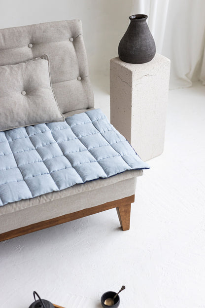 Two-sided Blue Linen Couch Mat